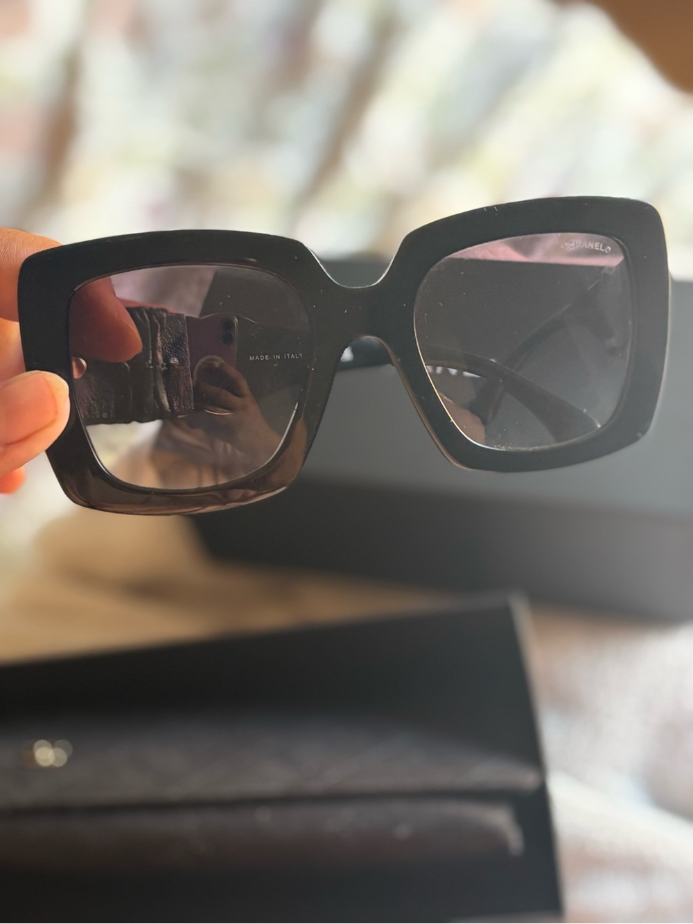 CHANEL Oversized Black Square Sunglasses
